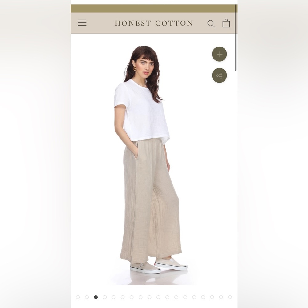 Honest Cotton Women's Wide Leg Pants in Cream